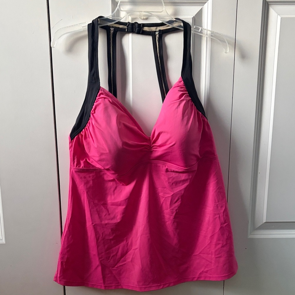 Lane Bryant Hot Pink and Black Tankini Top